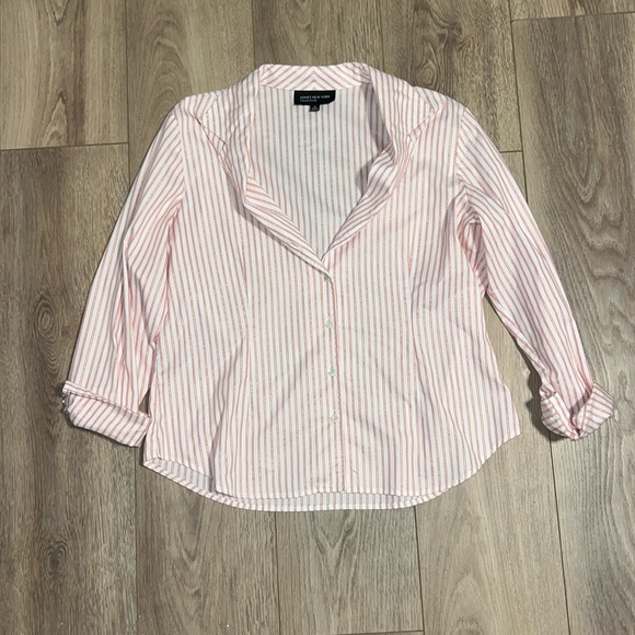 Jones New York Collection Size 16 Button Up Pinstriped Blouse - Picture 1 of 5